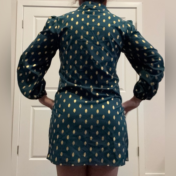 SHEIN Teal Dress with gold Dots - Picture 2 of 6